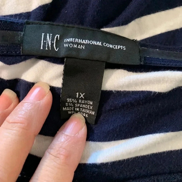 INC International Concepts Women size 1X over the shoulder nautical blouse - Picture 5 of 5